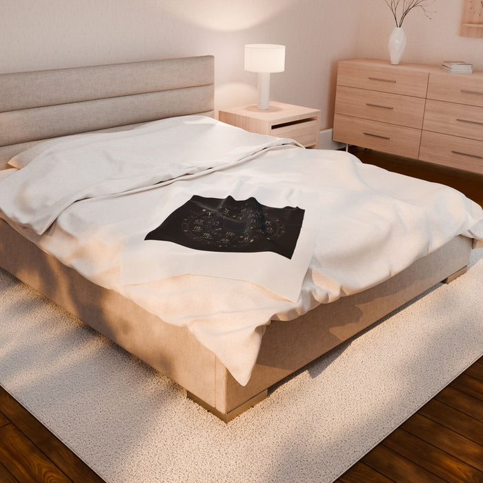 Zodiac Constellation Wheel Velveteen Blanket | Astrological Galaxy, Metallic Accents